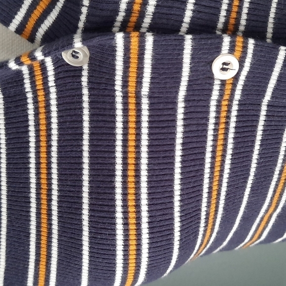 Vintage Y2k Ribbed Striped Button Front Crop Top - Picture 4 of 5